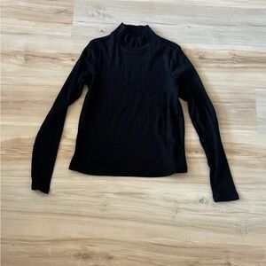 Black Ribbed Turtleneck Top